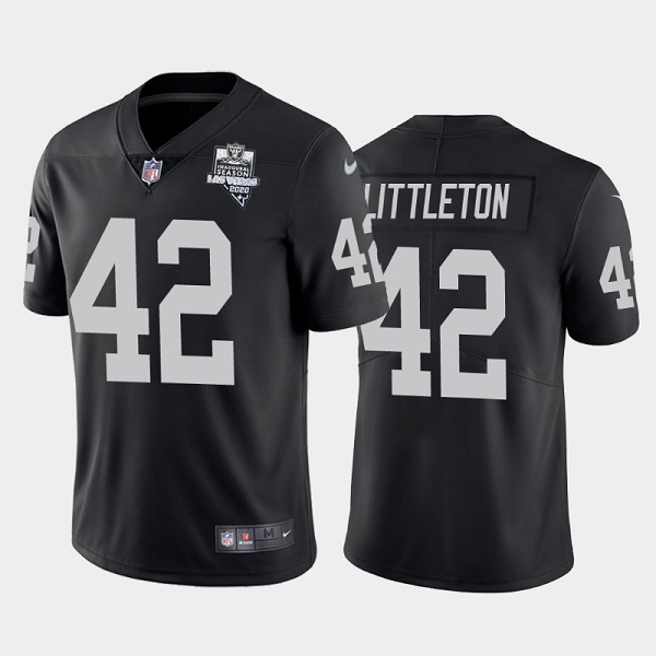 Men's Las Vegas Raiders #42 Cory Littleton Black NFL 2020 Inaugural Season Vapor Limited Stitched Jersey